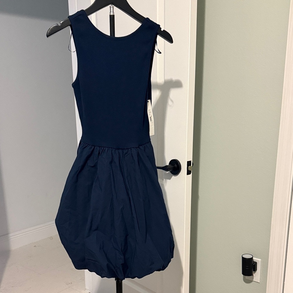 Navy Sleeveless Bubble Hem Dress